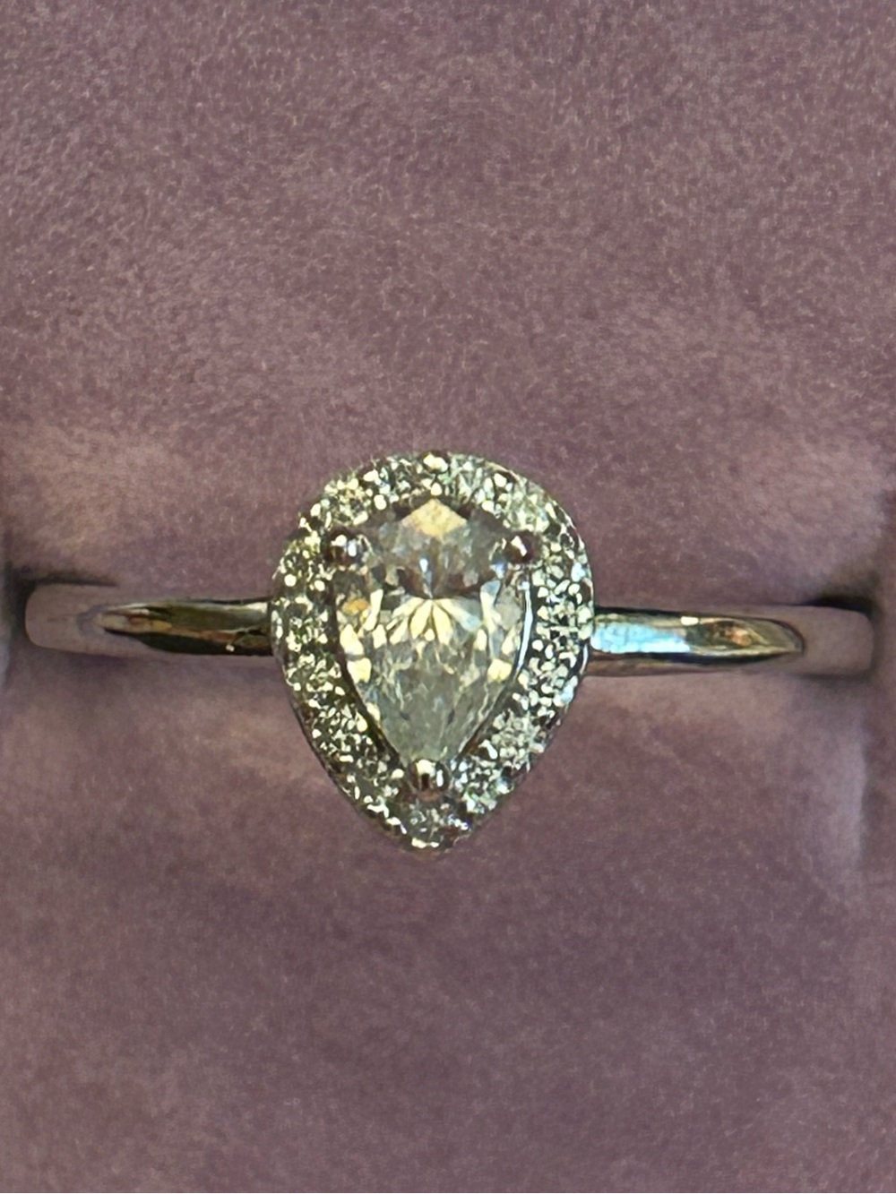 1.00CTW Genuine Moissanite Pear-Shaped Halo Ring 💍 in 925 Sterling Sliver Size 5